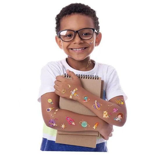 Avenir Tattoo Sticker - Space | 53pc Set of Temporary Tattoos - High - Quality Water - Based Ink - Safe and Easy to Apply and Remove - Lasts 3 - 5 Days for Kids 3+ - Marah Kids