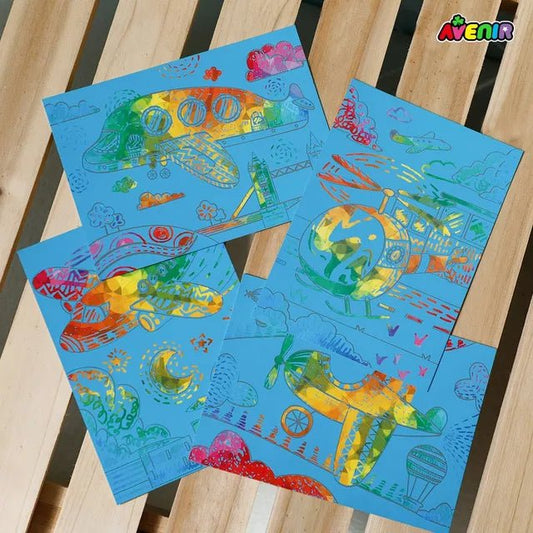 Avenir Mini Travel Scratch Book – Airplane Theme - Marah Kids