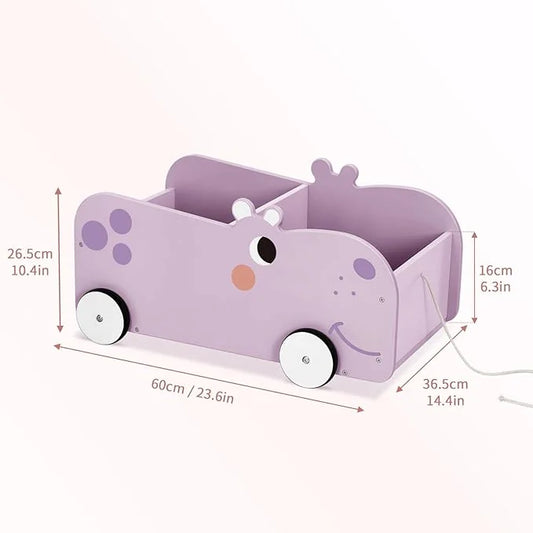 OOOK Hippo Shaped Wooden Book Storage Trolley storage - view 2 | Marah Kids