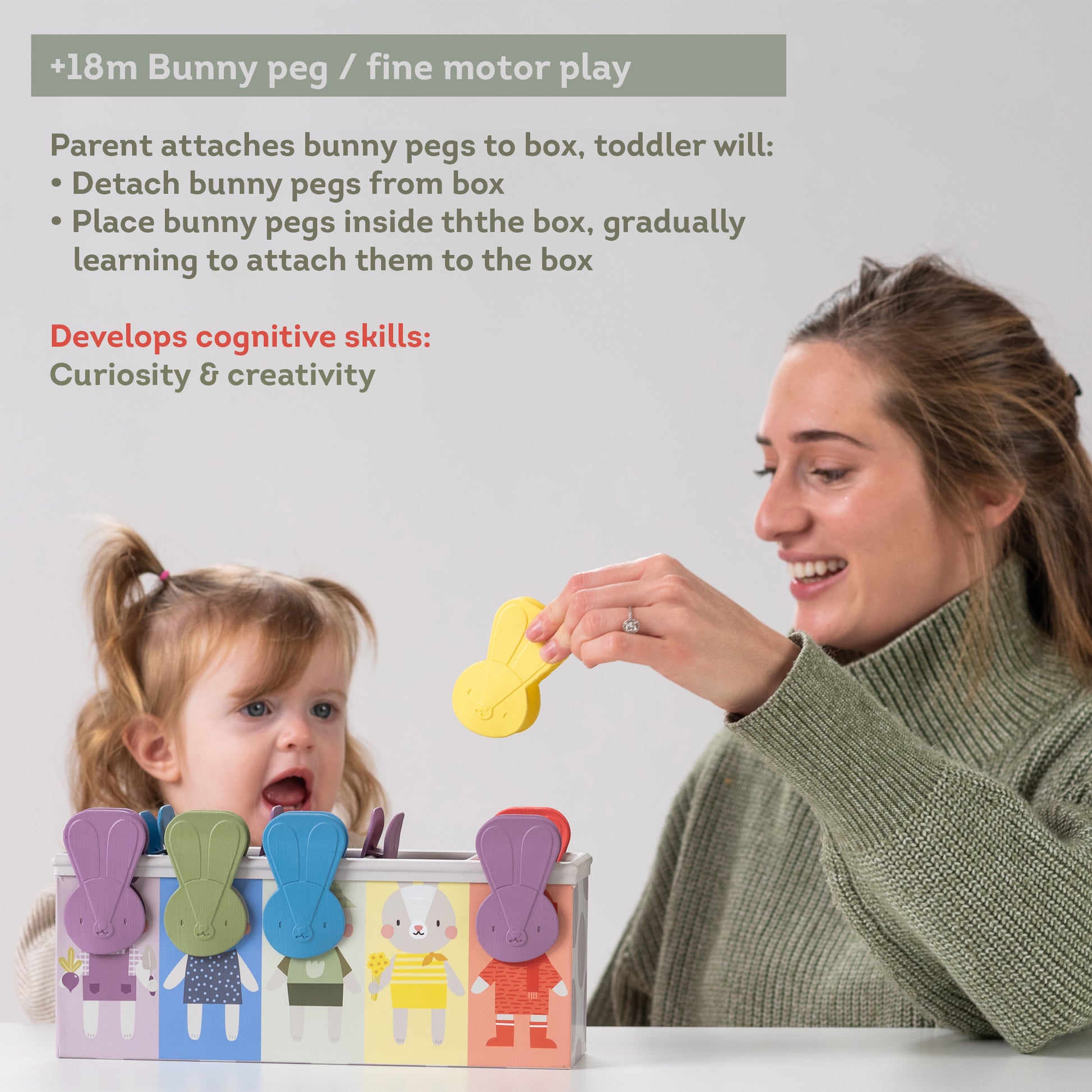 Taf Toys - Match And Count XL Bunny Pegs Early Learning Toy - 15pcs - Marah Kids