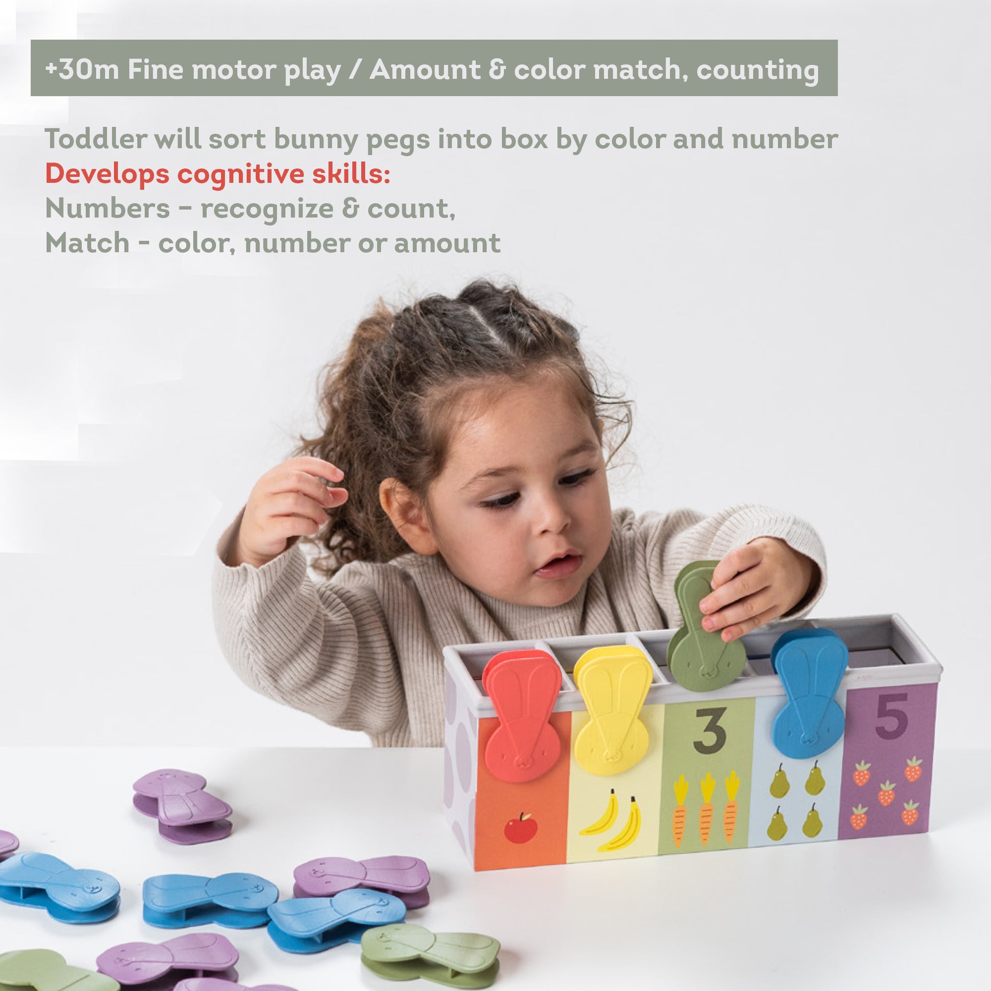 Taf Toys - Match And Count XL Bunny Pegs Early Learning Toy - 15pcs - Marah Kids