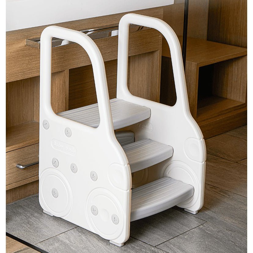 3 Step Stool for Kids - White - Marah Kids