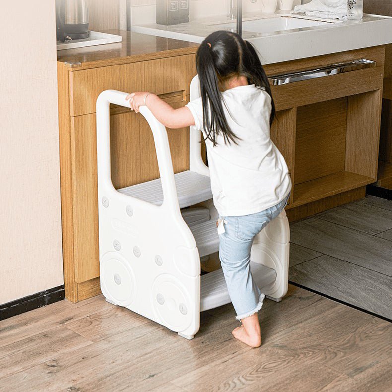 3 Step Stool for Kids - White - Marah Kids