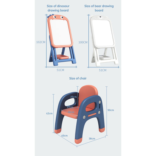 Bear Drawing Board and Chair Set - Pink - Marah Kids