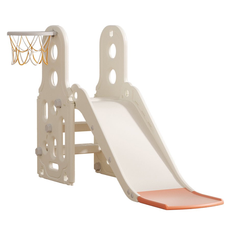 Slide w/ Basketball Hoop - White - Marah Kids