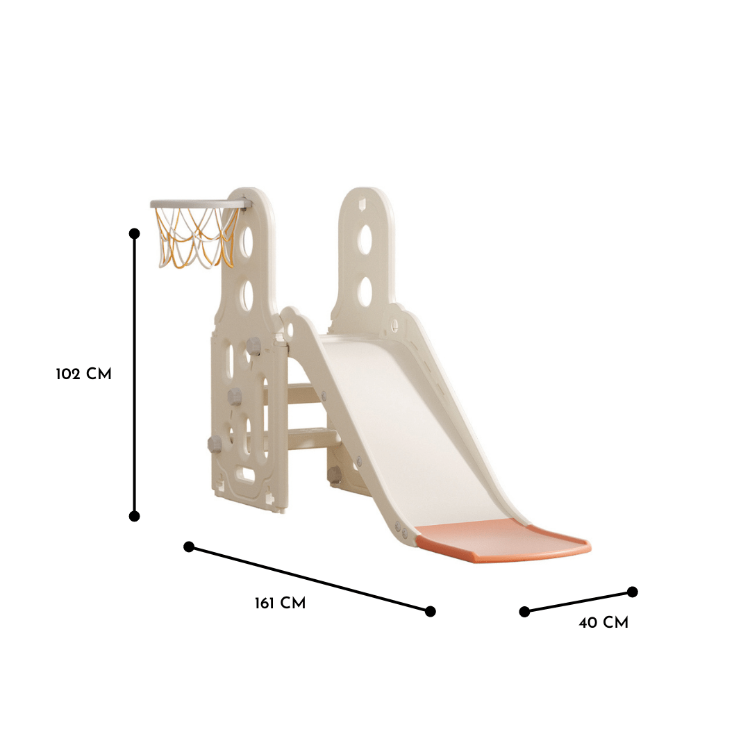 Slide w/ Basketball Hoop - White - Marah Kids