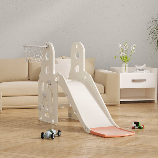 Slide w/ Basketball Hoop - White - Marah Kids