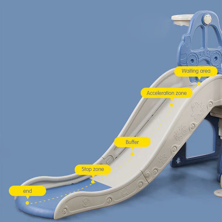 Slide & Swing Set W/ Basketball Hoop - Blue - Marah Kids