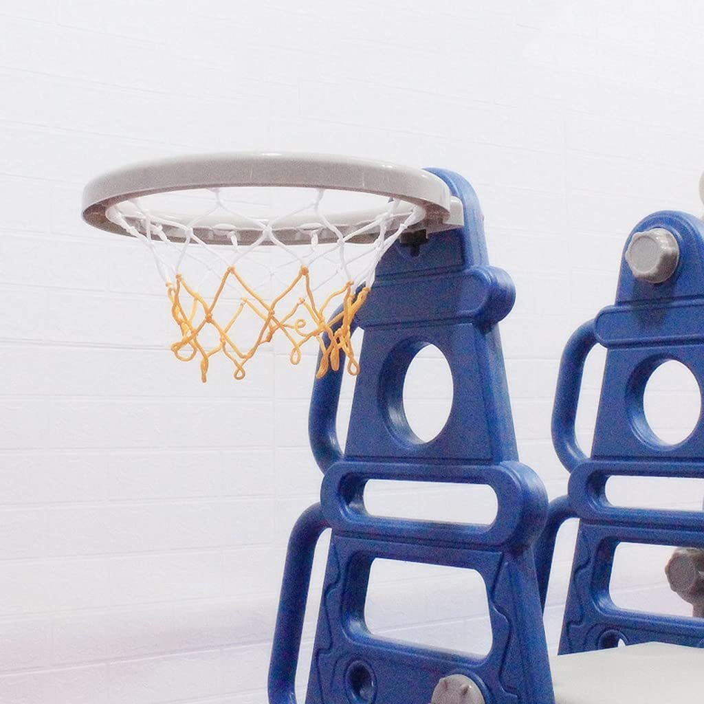 Slide & Swing Set W/ Basketball Hoop - Blue - Marah Kids
