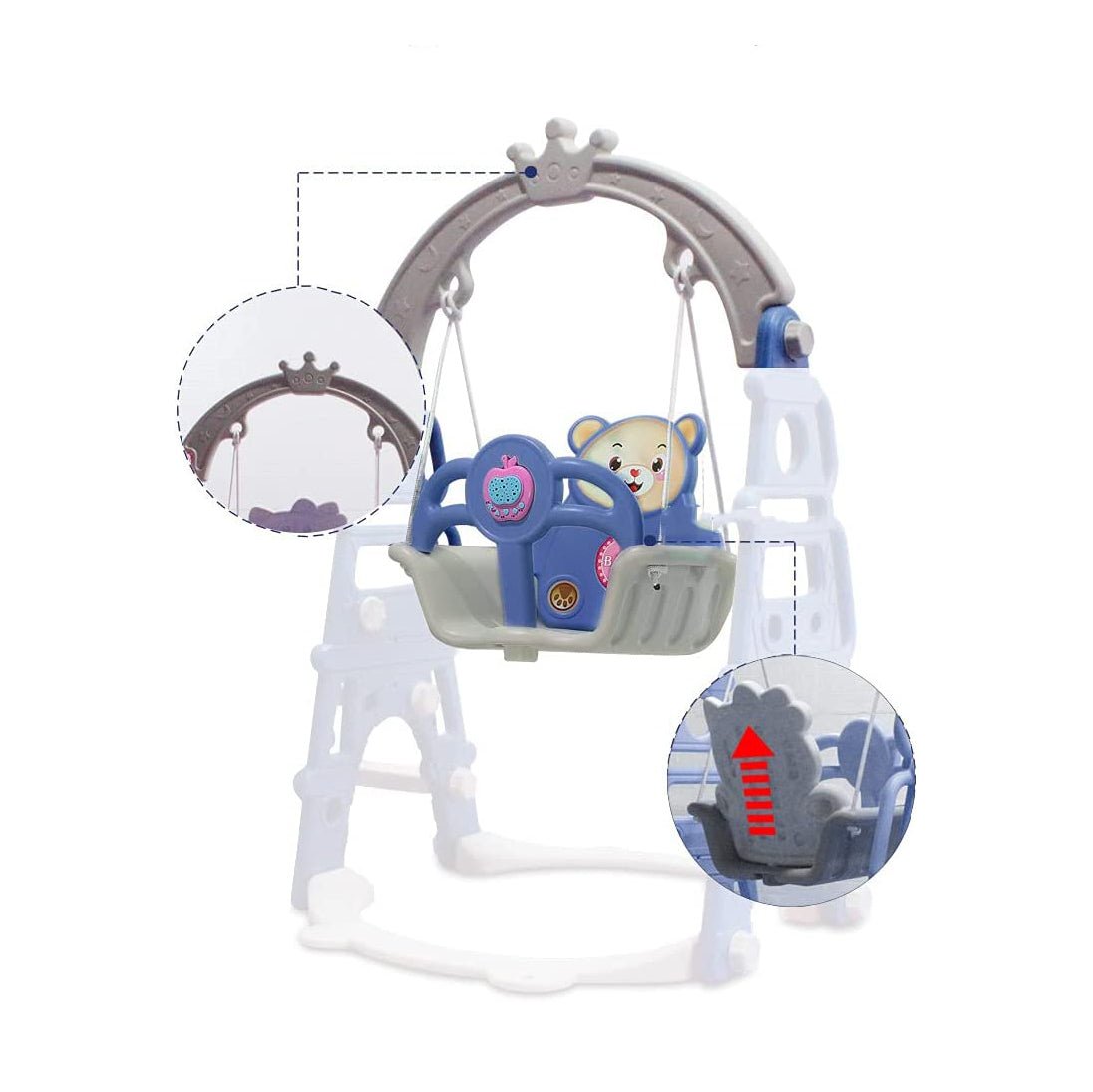 Slide & Swing Set W/ Basketball Hoop - Blue - Marah Kids