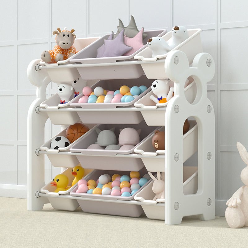 Storage Rack W/ 12 Boxes - White - Marah Kids