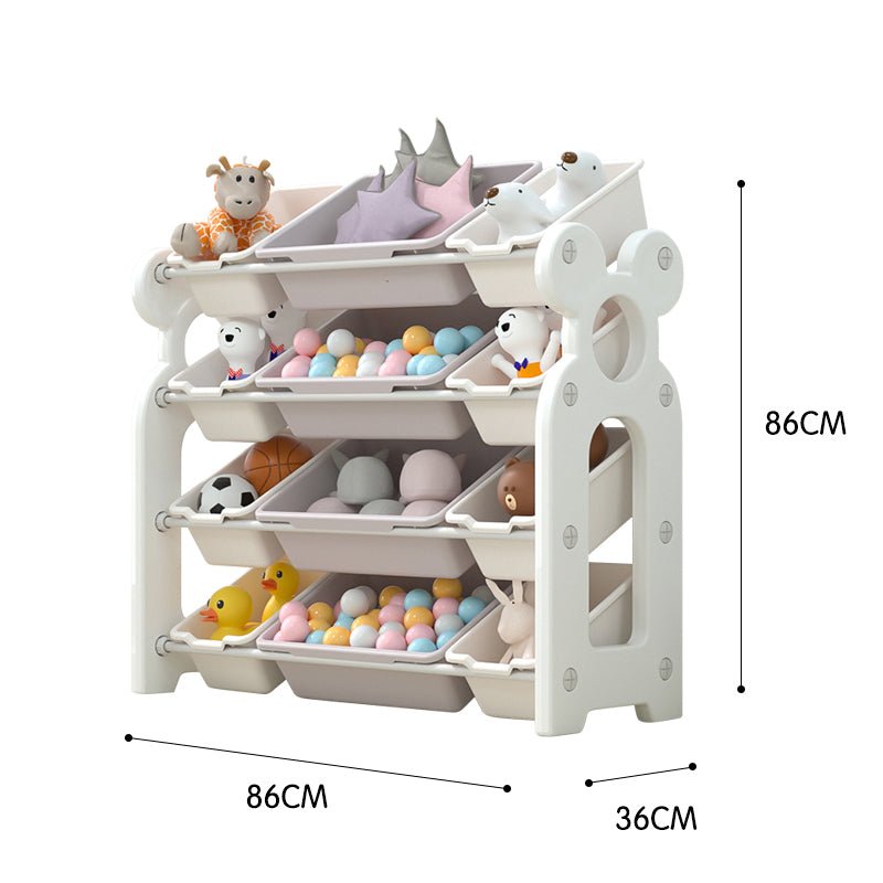 Storage Rack W/ 12 Boxes - White - Marah Kids