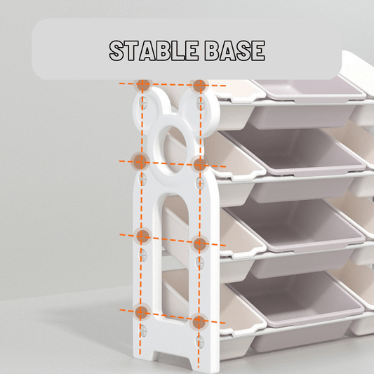 Storage Rack W/ 12 Boxes - White - Marah Kids