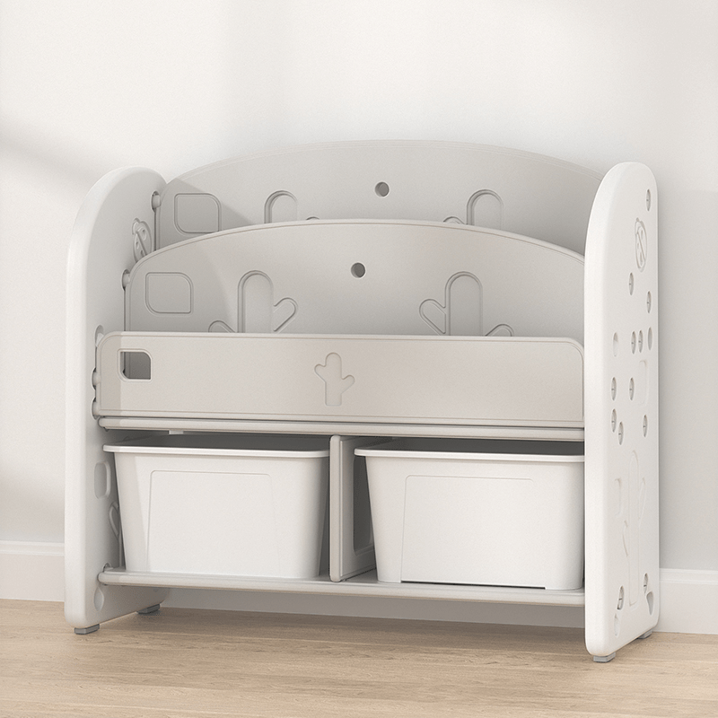 Lovely Baby - Storage Rack W/ Book Shelf - Grey - Marah Kids
