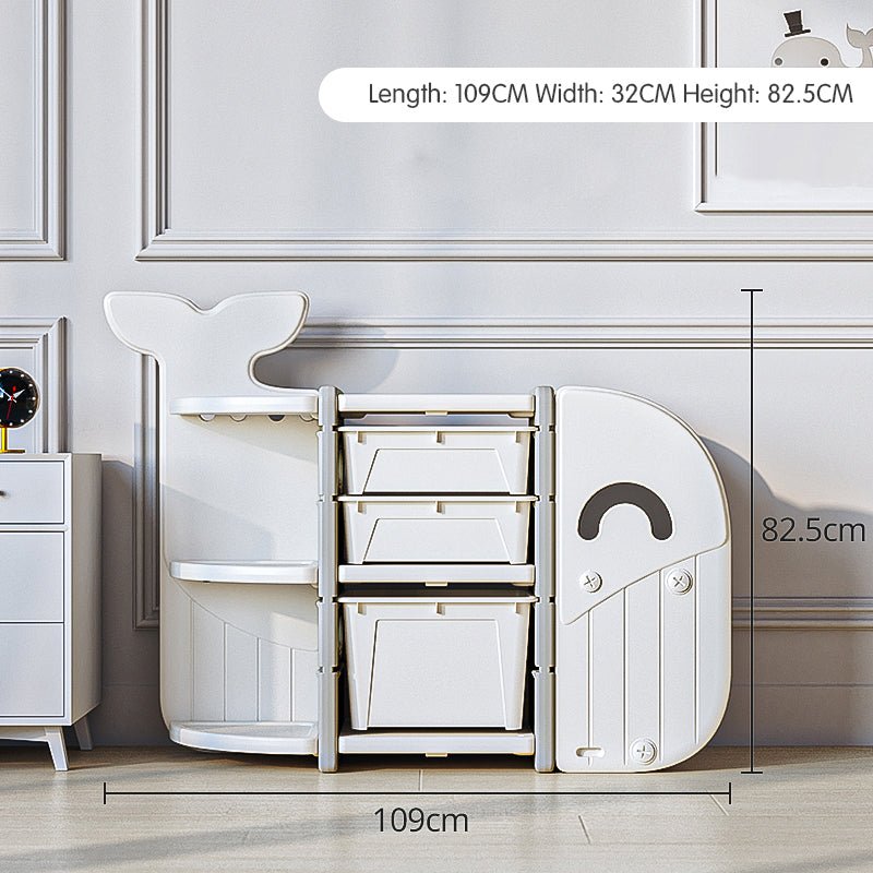 Lovely Baby - Whale Storage Rack With 3 Boxes - White - Marah Kids