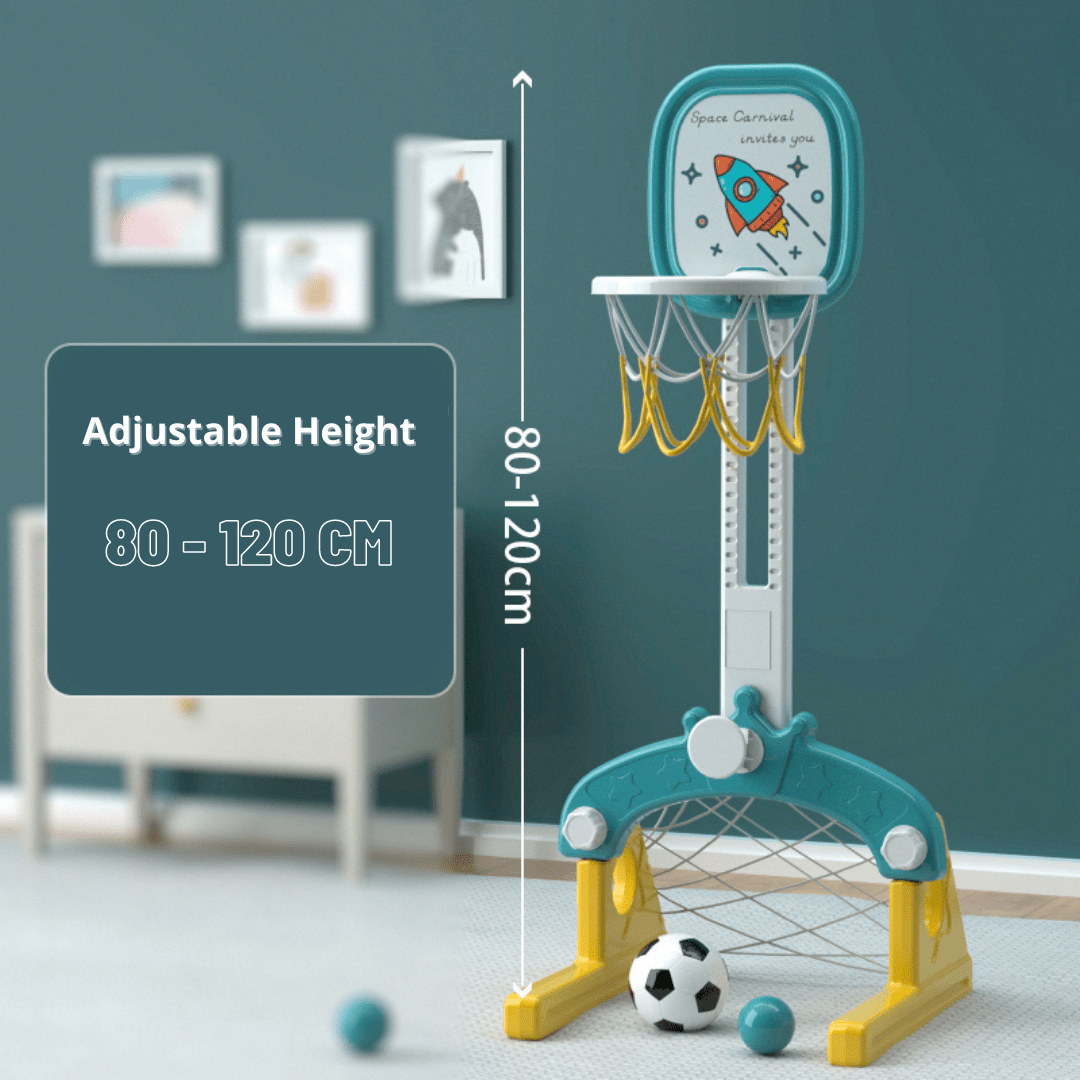 Lovely Baby - Basketball Stand With Football Goal - Green/Yellow - Marah Kids
