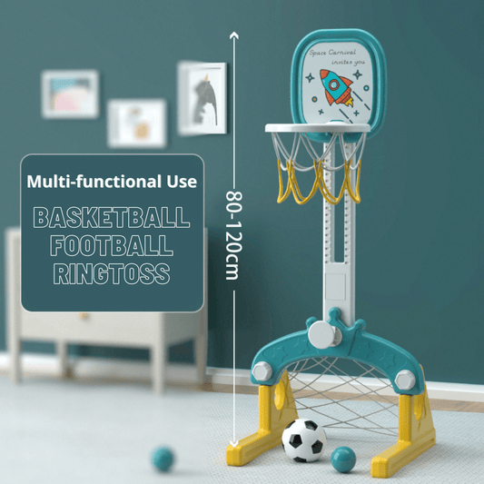 Lovely Baby - Basketball Stand With Football Goal - Green/Yellow - Marah Kids