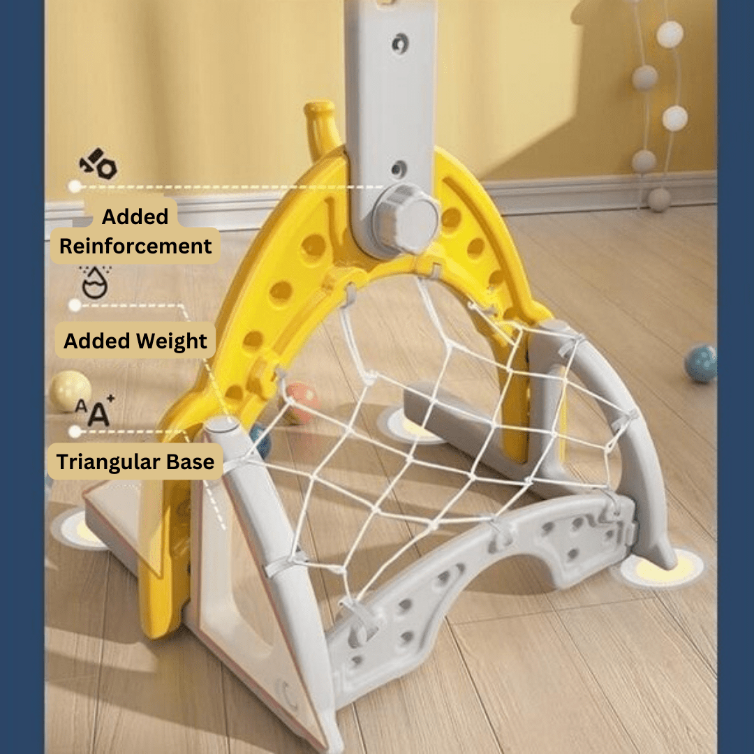 Basketball Stand w/ Football Goal - Yellow - Marah Kids