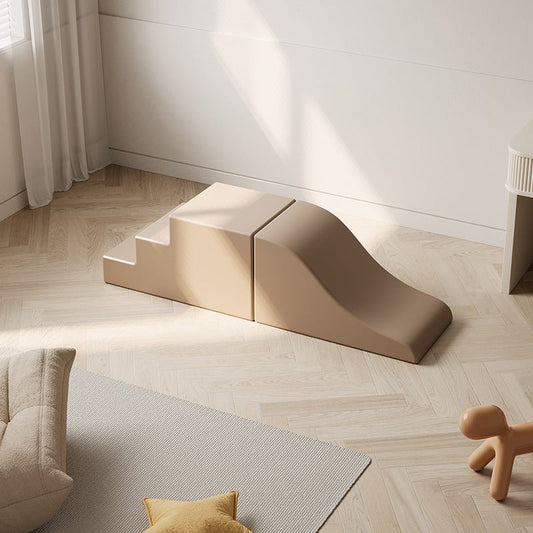 Indoor Soft Play Foam Slide and Steps - Brown - Marah Kids