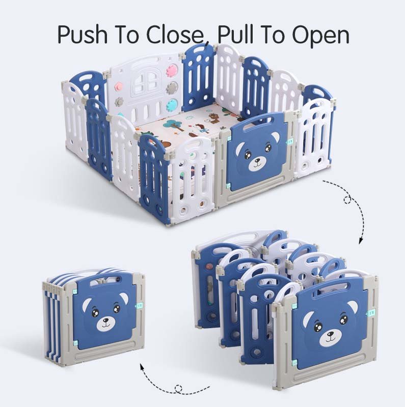 Lovely Baby - Kids Bear Playpen 14pcs - Blue - Marah Kids
