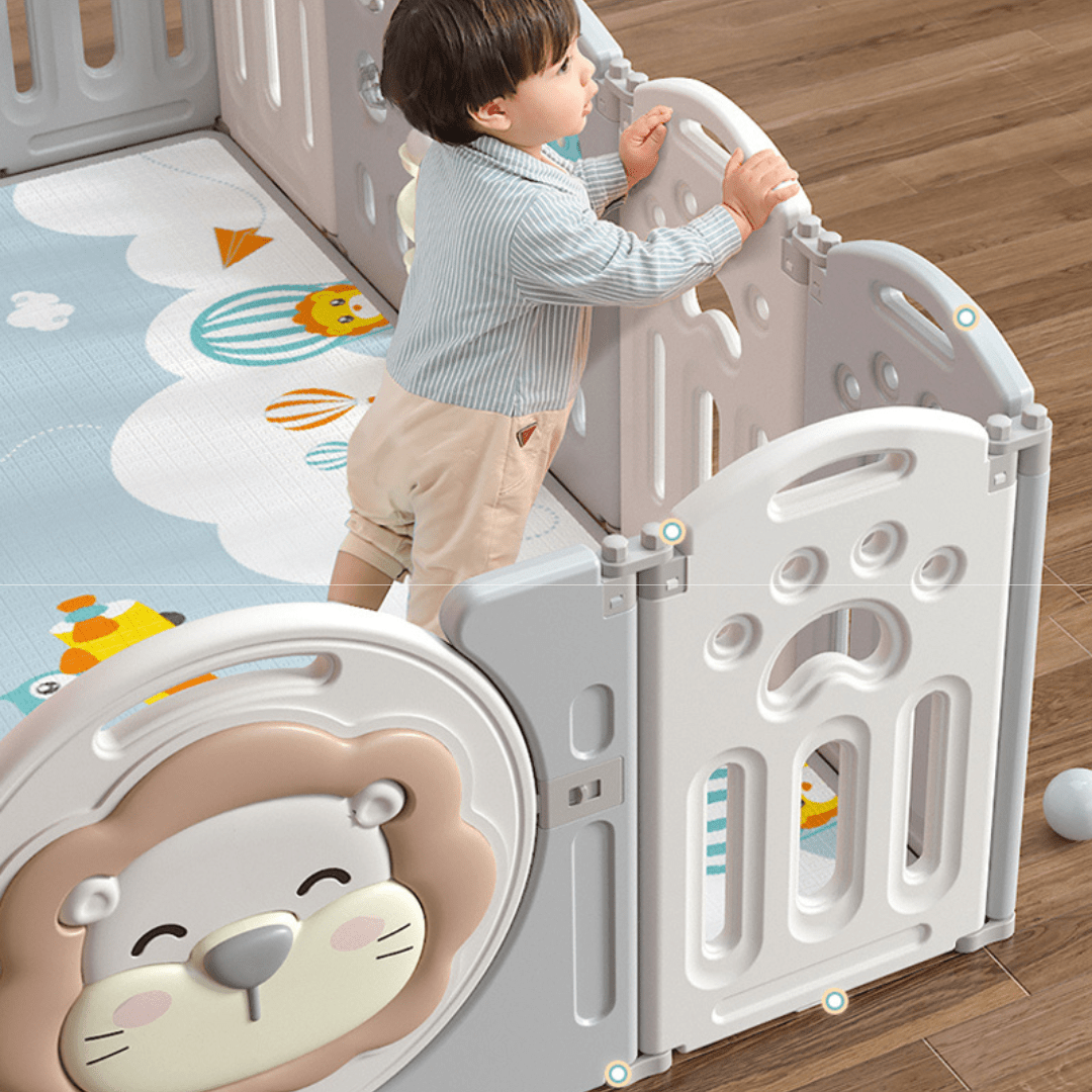 Lovely Baby - Kids Playpen Lion - W/ Basketball Hoop - 16pcs - Marah Kids