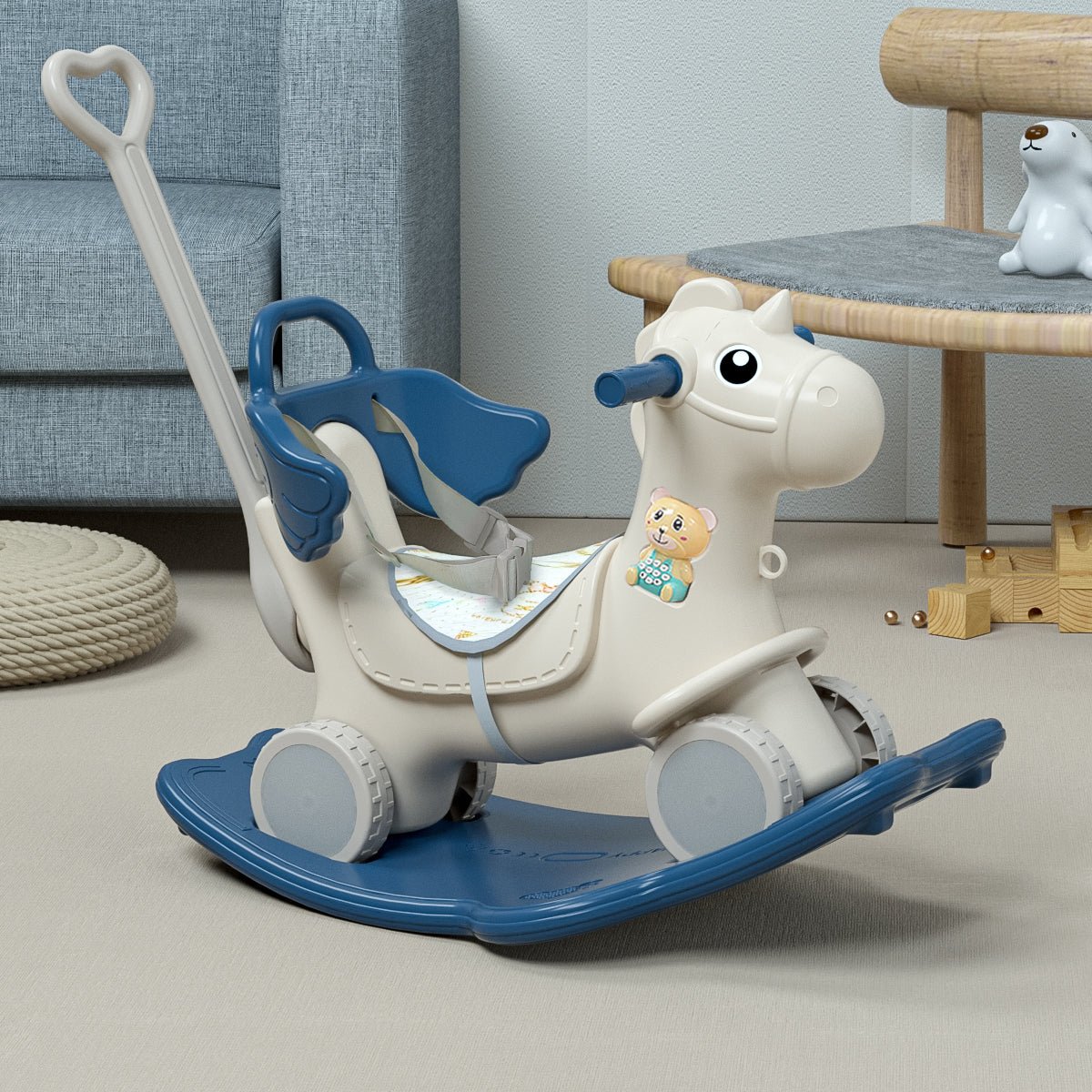 Lovely Baby - 2 - In - 1 Rocking Horse & Ride On - Blue - Marah Kids