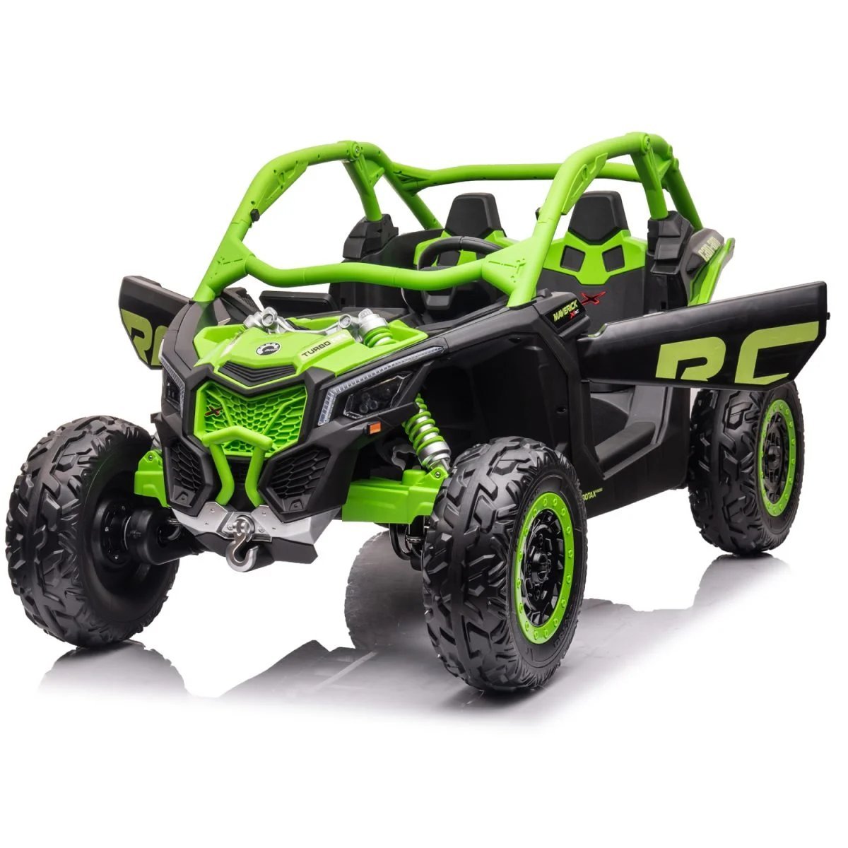 Can Am Maverick 24V Electric Ride - On Buggy - Green: LED, Remote, MP3, EVA Wheels - Marah Kids