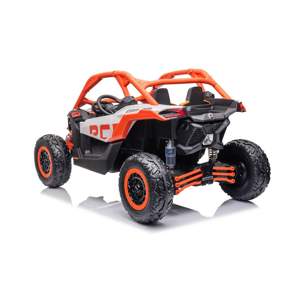 Can Am Maverick Licensed 24V Electric Ride On UTV Buggy, LED Lights, EVA Wheels, MP3, Parental Remote - Orange - Marah Kids