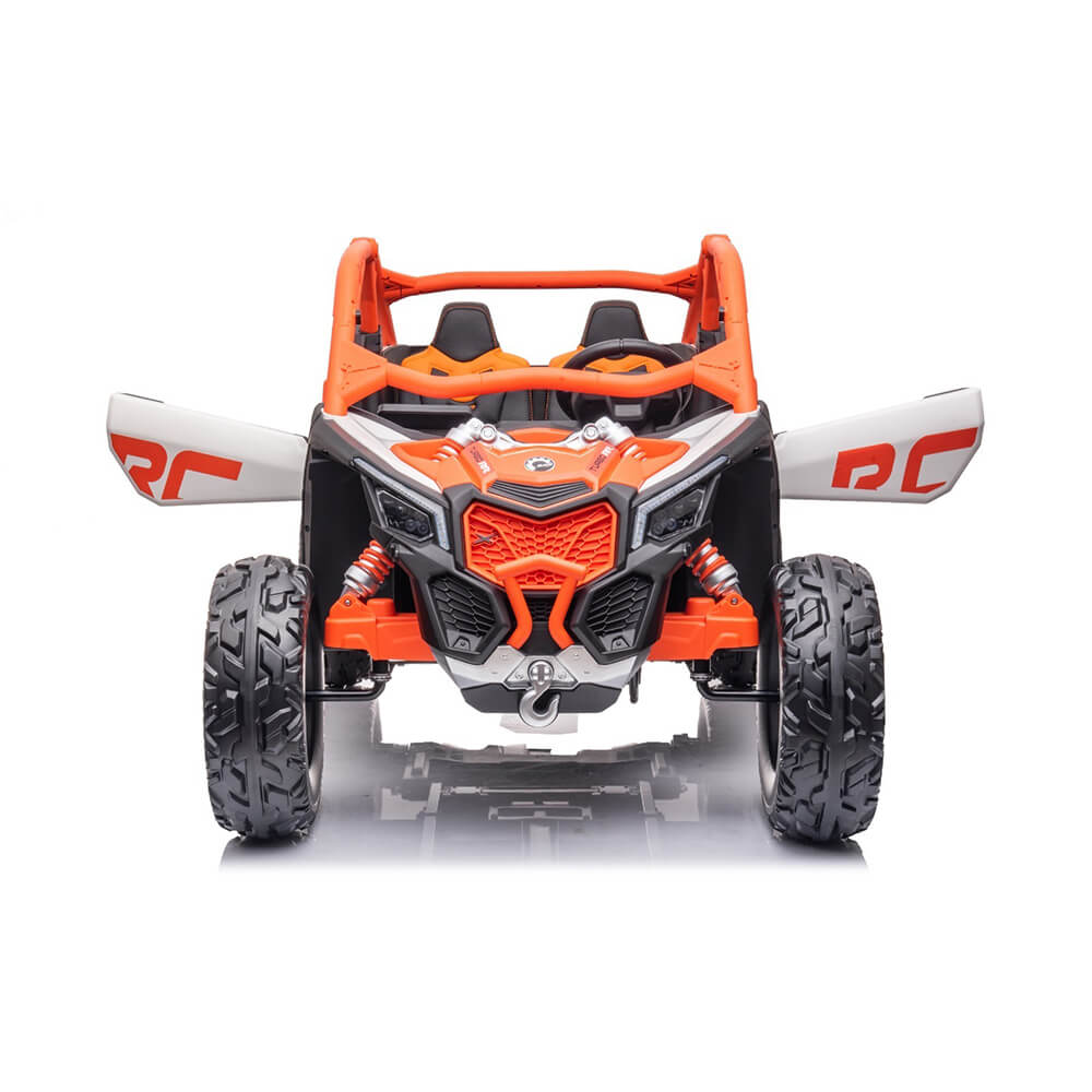 Can Am Maverick Licensed 24V Electric Ride On UTV Buggy, LED Lights, EVA Wheels, MP3, Parental Remote - Orange - Marah Kids