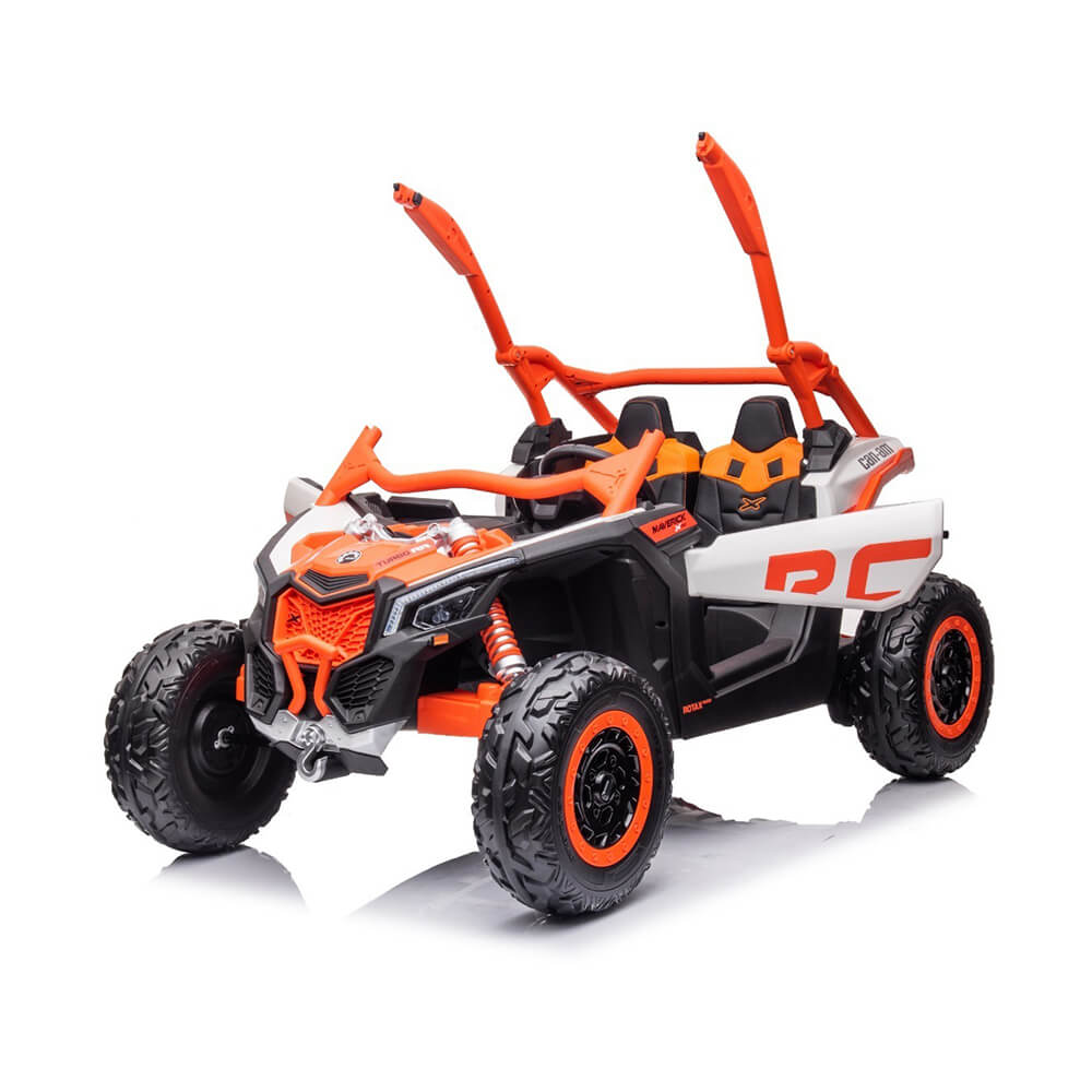 Can Am Maverick Licensed 24V Electric Ride On UTV Buggy, LED Lights, EVA Wheels, MP3, Parental Remote - Orange - Marah Kids