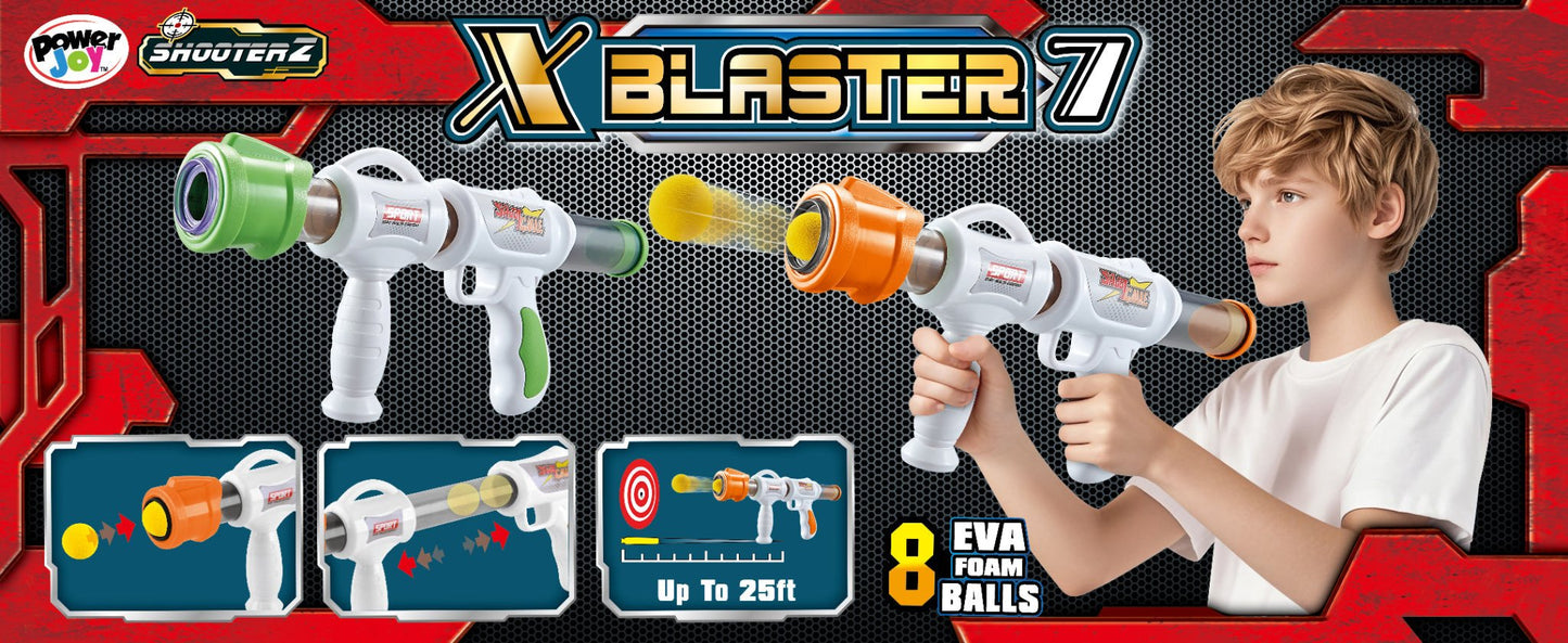 Power Joy Shooterz X Blaster 7 with Eva Foam Ball 8 - pieces, Assorted 1 Piece - Marah Kids