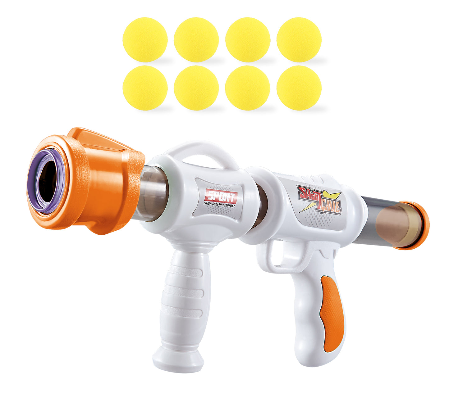 Power Joy Shooterz X Blaster 7 with Eva Foam Ball 8 - pieces, Assorted 1 Piece - Marah Kids