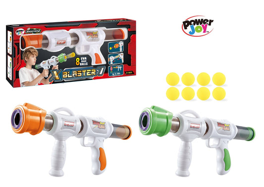 Power Joy Shooterz X Blaster 7 with Eva Foam Ball 8 - pieces, Assorted 1 Piece - Marah Kids