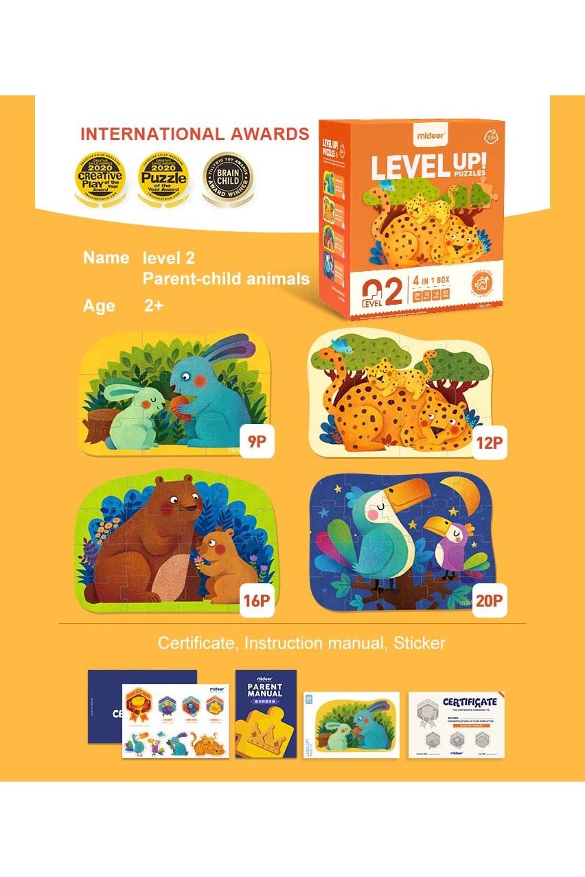 Level Up Puzzles - Animals (4 In 1) Level 2