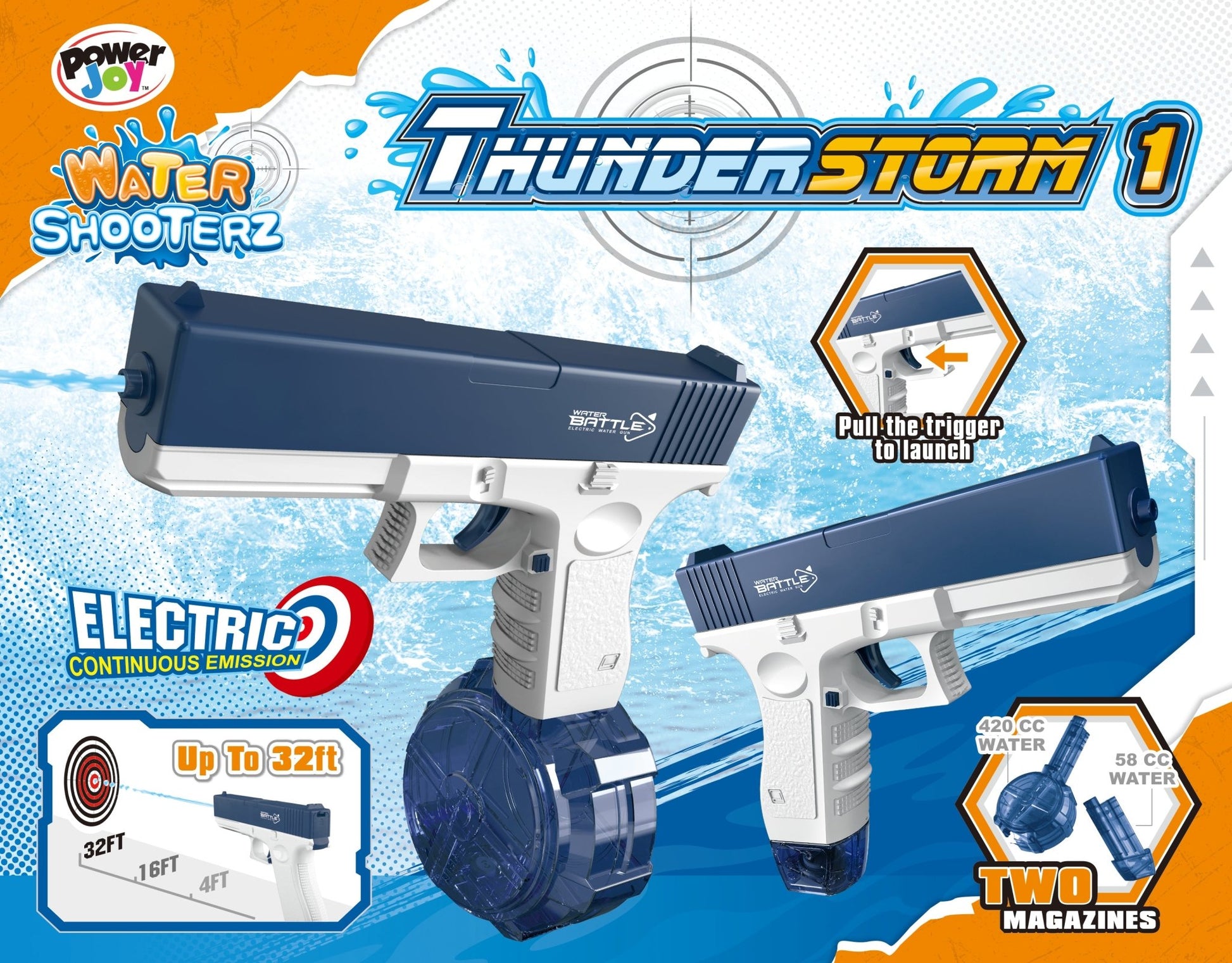 Power Joy - Water shooterz Gun T.Storm1 Bpc B/O - Marah Kids
