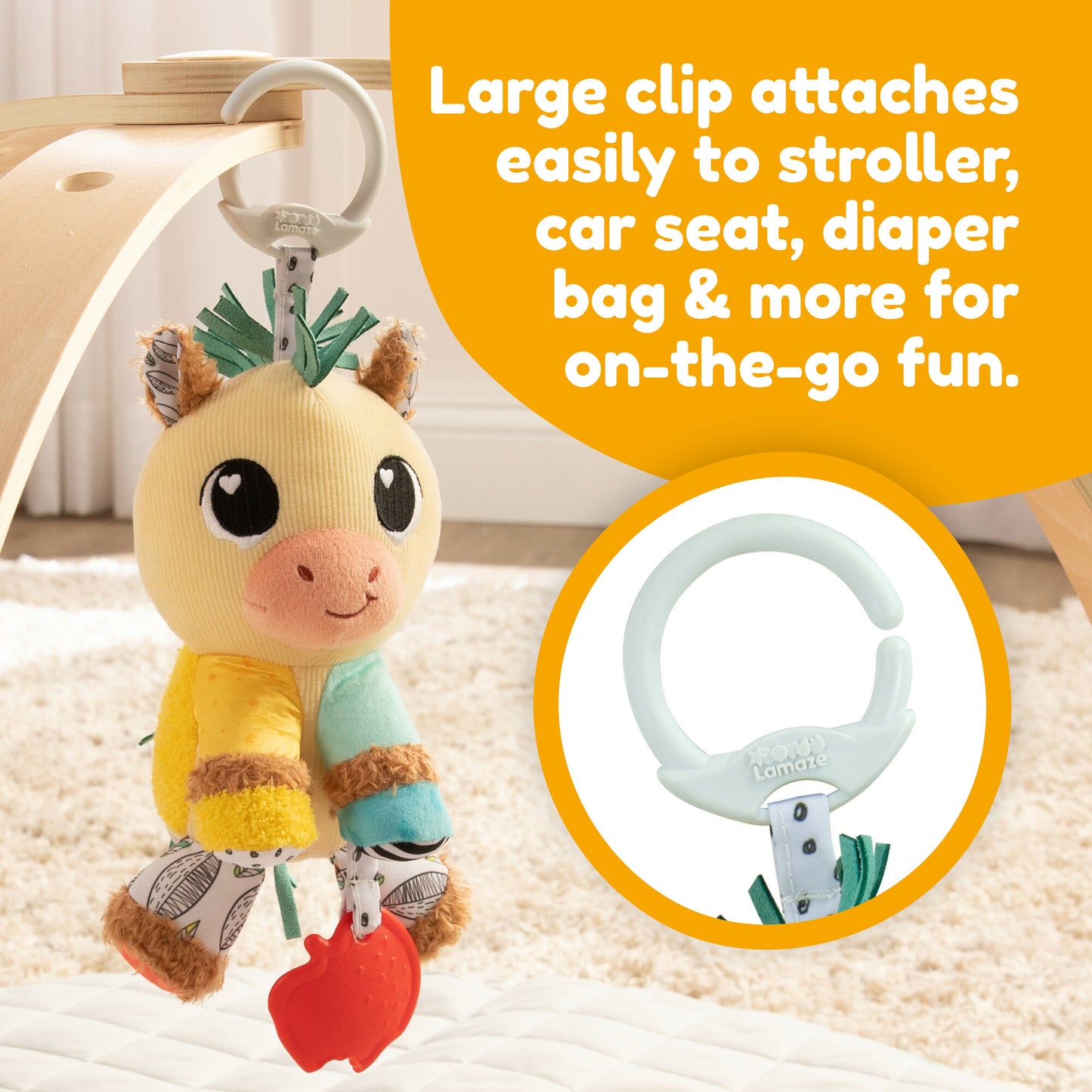 Lamaze Horse Clip & Go | Baby Sensory Toy, Crinkle & Rattle 0+ - Marah Kids