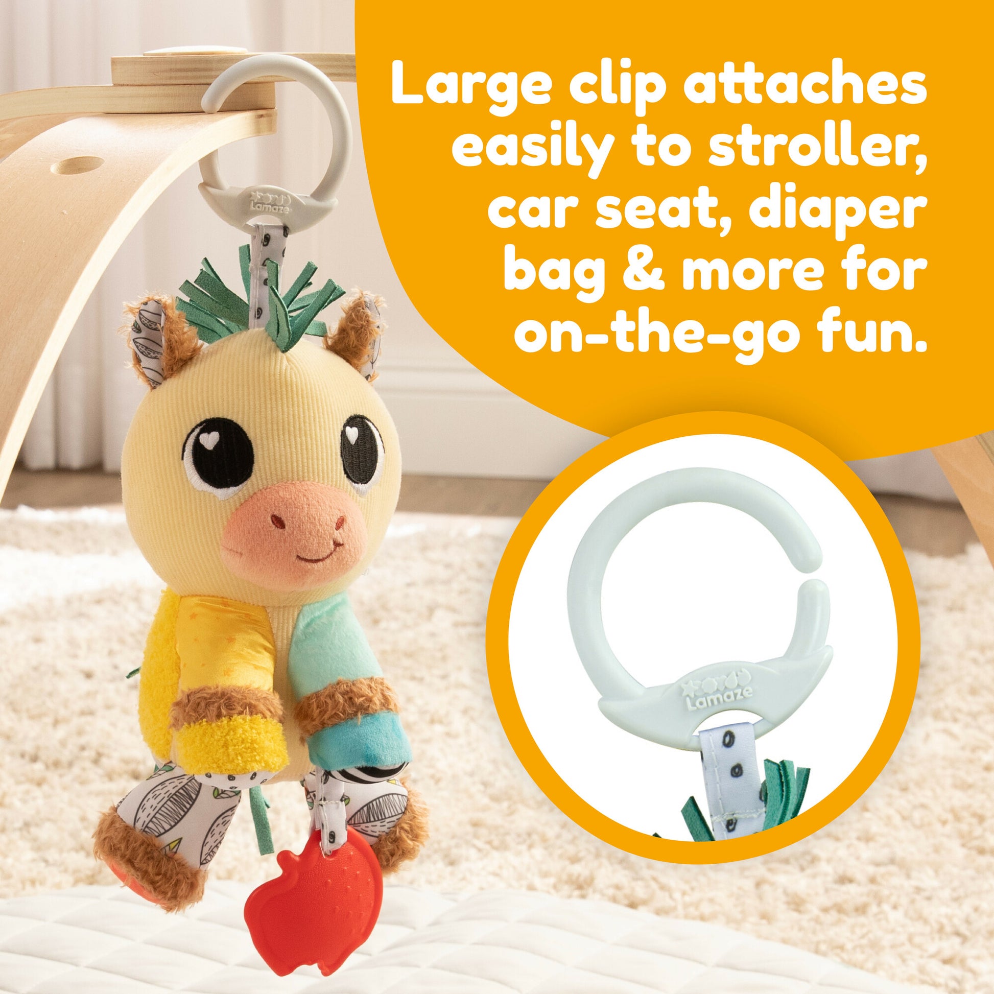 Lamaze Horse Clip & Go | Baby Sensory Toy, Crinkle & Rattle 0+ - Marah Kids