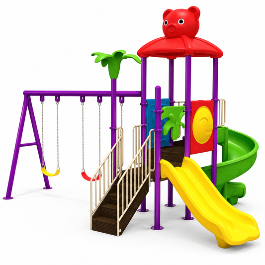 Toyemporium Bear Roof 3 Swings & 2 Slides