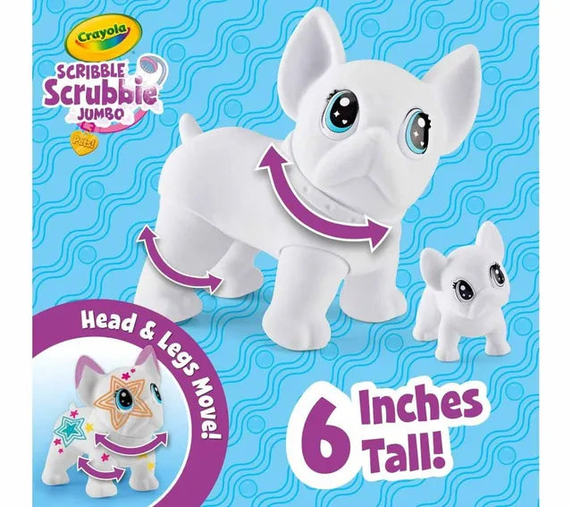 Crayola Scribble Scrubbie Jumbo Pet – Big Wilbur The French Bulldog, Washable Coloring Toy For Kids, Ages 3+