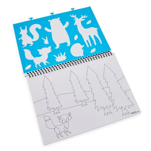 Crayola Stencil Colouring Book | Includes Patterned pages, Colouring pages, Stencil sheet & Stickers, and sticker scenes | Ages 6+ - Marah Kids