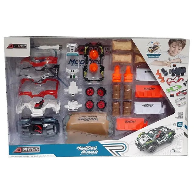 D - Power 35pcs DIY Modified Race Car for Kids | Car Building Toy Kit | Make you own Racing Car, Scale 1:32 - Marah Kids
