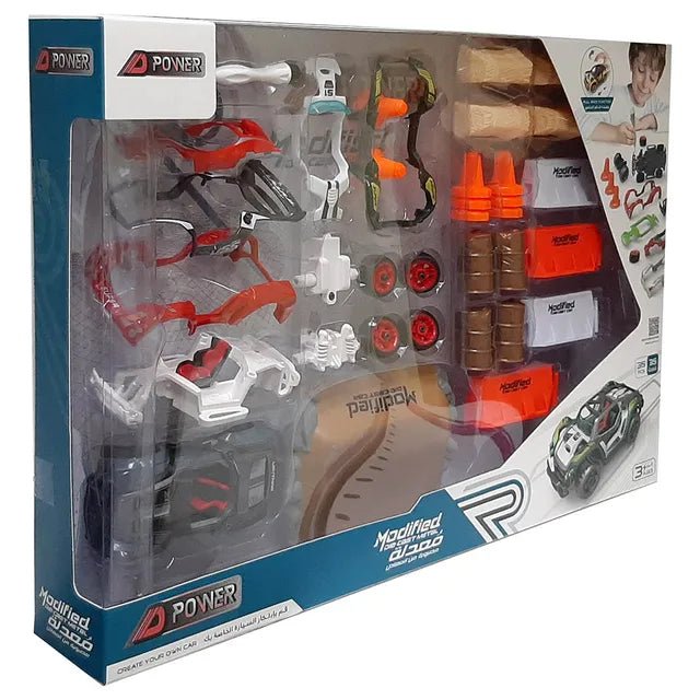 D - Power 35pcs DIY Modified Race Car for Kids | Car Building Toy Kit | Make you own Racing Car, Scale 1:32 - Marah Kids