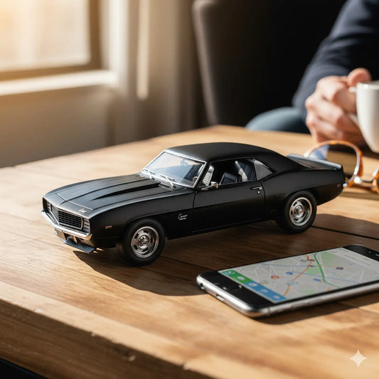 D - Power 1:36 Diecast Chevrolet Camaro 1969 – Matte Black, Pull Back - Marah Kids