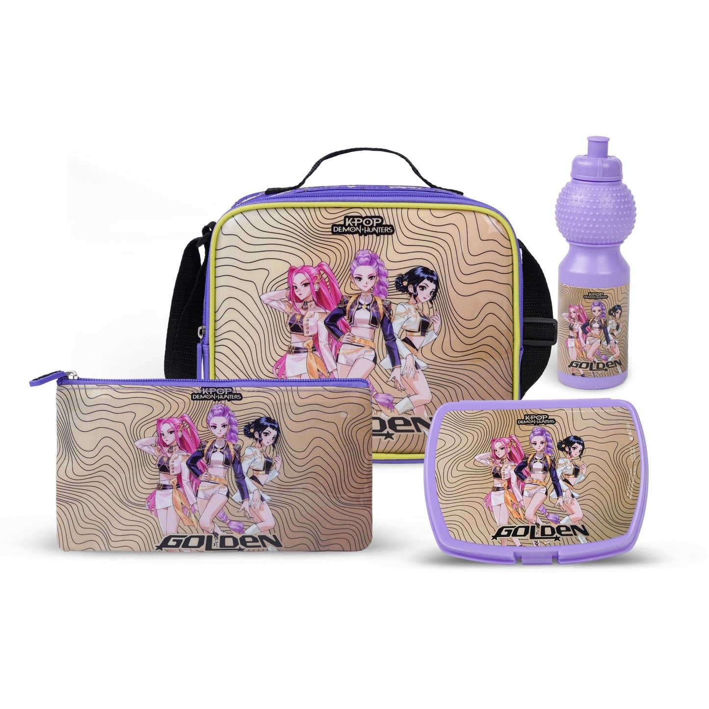 Netflix K-Pop Demon Hunters Golden 5-in-1 Kids Trolley School Set 18 Inch - Marah Kids