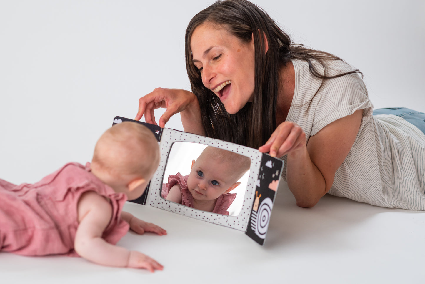 Taf Toys Tummy-Time Baby Mirror Book | High Contrast Sensory Toy, 0M+