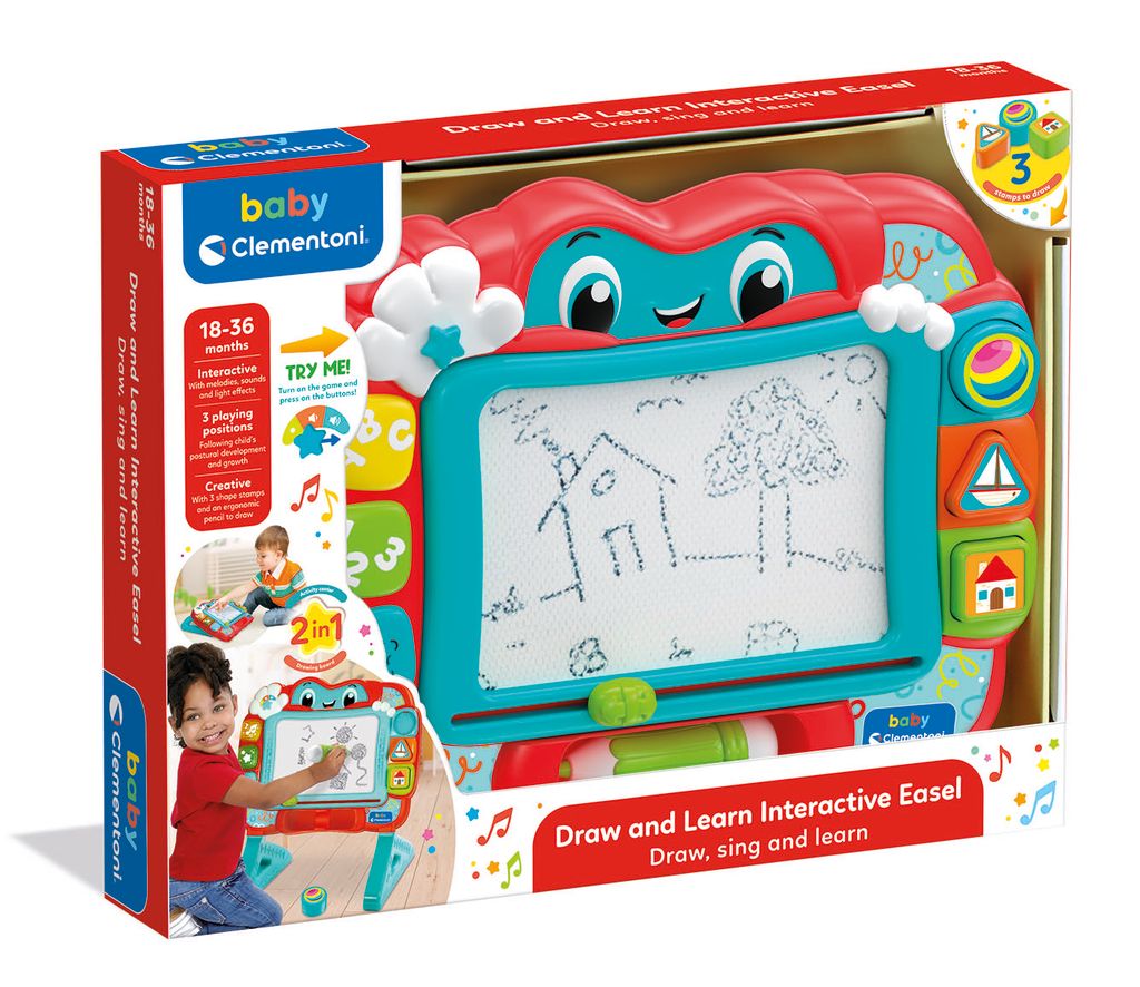 Clementoni Baby Interactive Draw and Learn Easl Battery Operated - Marah Kids