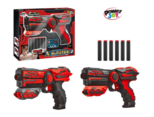 Power Joy Shooterz X Blaster 2 with 6 Foam Bullets, Assorted - 1 Piece - Marah Kids