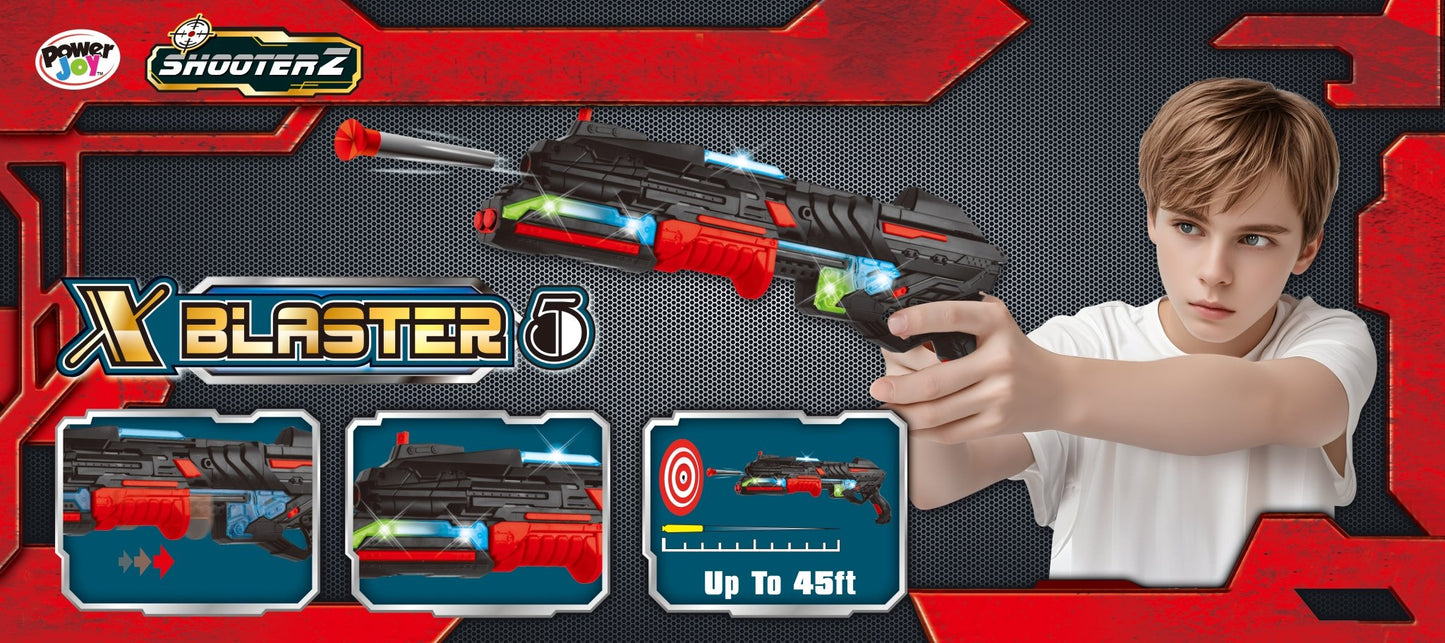Power Joy Shooterz X Blaster 5 with 10 Foam Bullets with Lights Battery Operated - Marah Kids