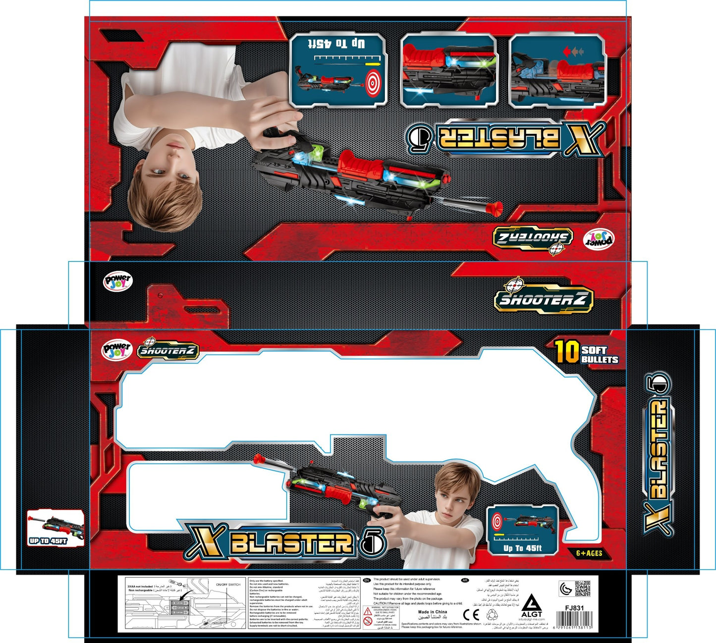 Power Joy Shooterz X Blaster 5 with 10 Foam Bullets with Lights Battery Operated - Marah Kids