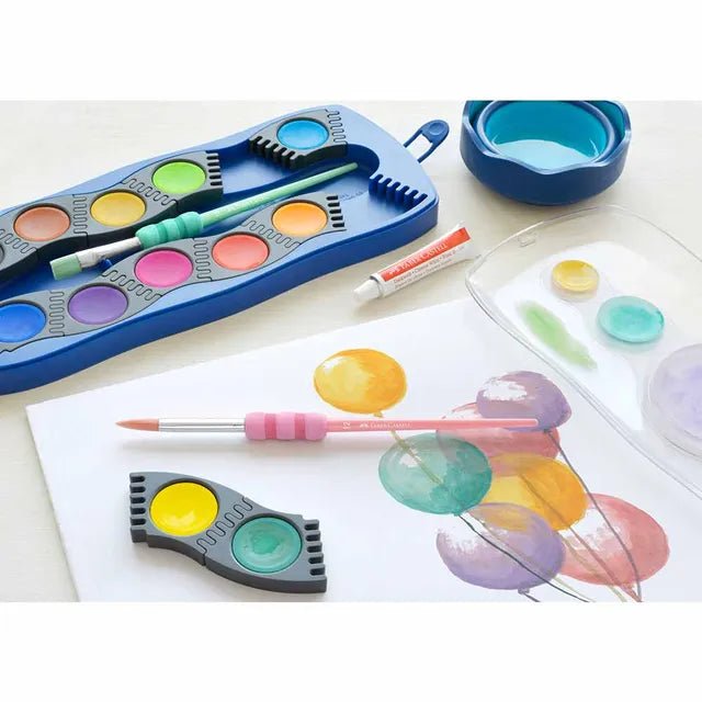 FABER - CASTELL GRIP PAINT BRUSHES RND/FLT PASTEL 4PC 2,6,10,12 - Marah Kids